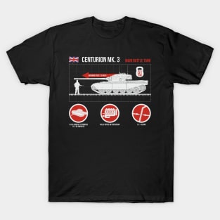 Infographic of Centurion MK.3 british tank on the dark T-Shirt